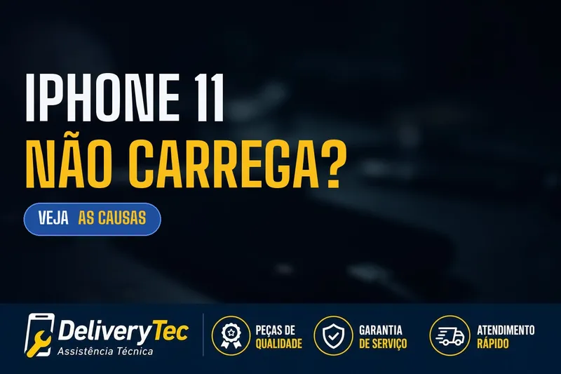iPhone 11 não carrega? Descubra as principais causas e como resolver — ilustração do artigo da Delivery Tec, assistência técnica de celular em São José do Rio Preto