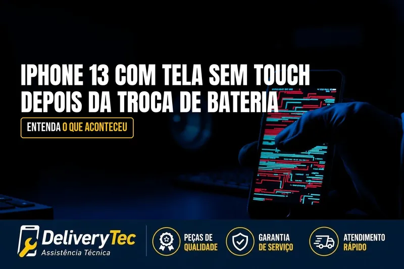 iPhone 13 com Tela Sem Touch Depois da Troca de Bateria? Entenda — ilustração do artigo da Delivery Tec, assistência técnica de celular em São José do Rio Preto