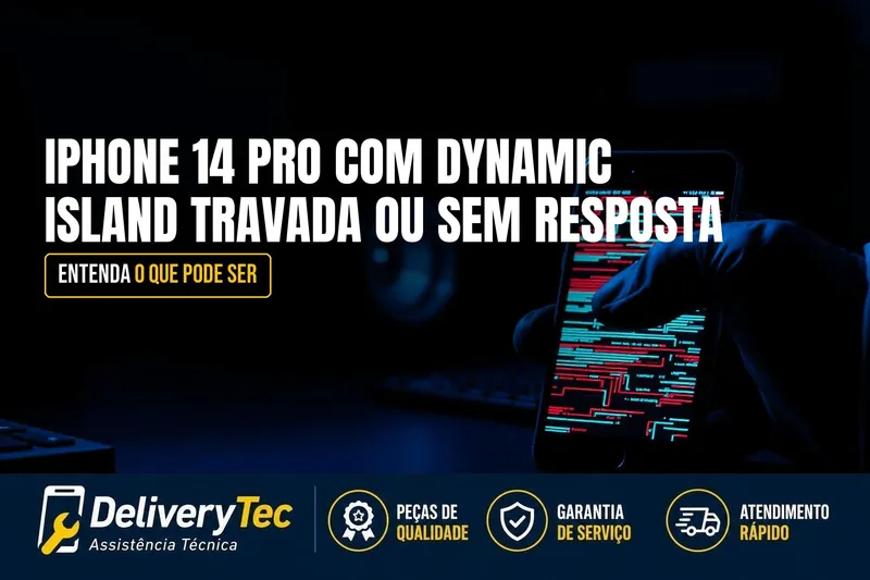 iPhone 14 Pro com Dynamic Island Travada ou Sem Resposta? Entenda — ilustração do artigo da Delivery Tec, assistência técnica de celular em São José do Rio Preto
