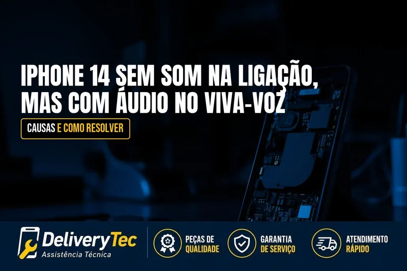 iPhone 14 Sem Som na Ligação, mas com Áudio no Viva-Voz? Causas — ilustração do artigo da Delivery Tec, assistência técnica de celular em São José do Rio Preto