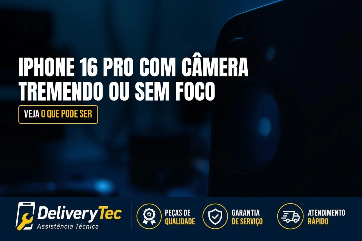 iPhone 16 Pro com Câmera Tremendo ou Sem Foco? Veja o que Pode Ser — ilustração do artigo da Delivery Tec, assistência técnica de celular em São José do Rio Preto