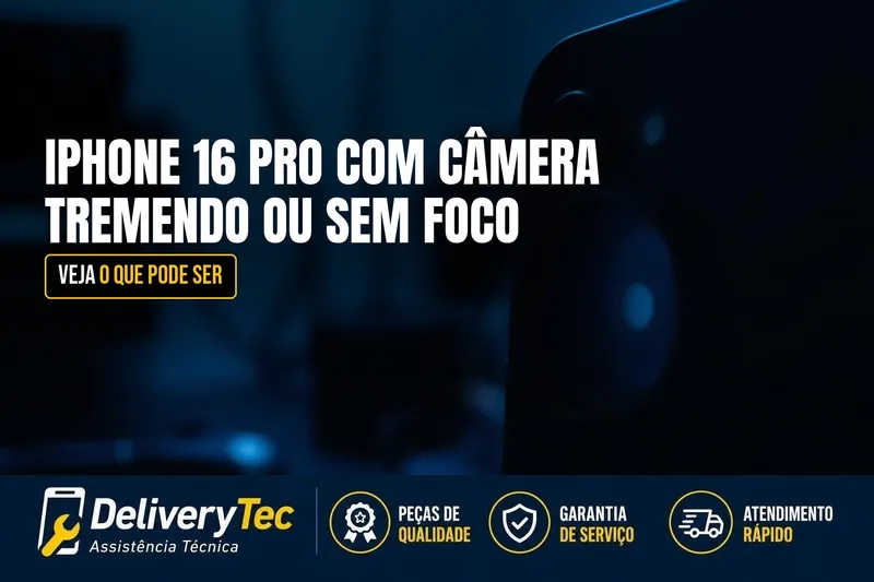 iPhone 16 Pro com Câmera Tremendo ou Sem Foco? Veja o que Pode Ser — ilustração do artigo da Delivery Tec, assistência técnica de celular em São José do Rio Preto