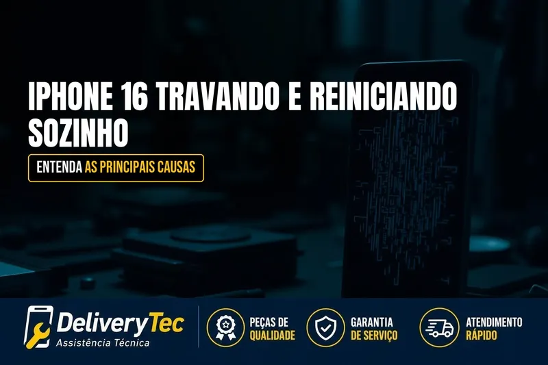 iPhone 16 Travando e Reiniciando Sozinho? Veja as Principais Causas — ilustração do artigo da Delivery Tec, assistência técnica de celular em São José do Rio Preto