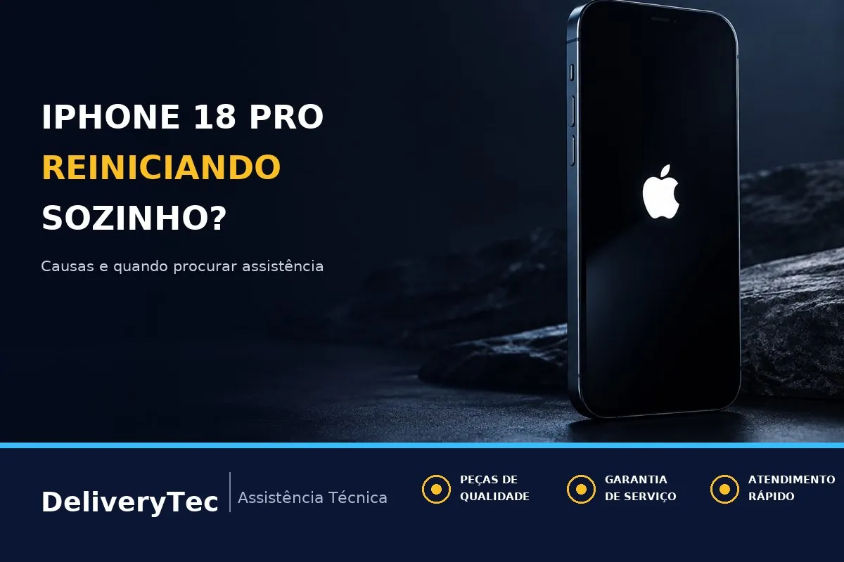 iPhone 18 Pro Reiniciando Sozinho? Causas Além do Face ID e Quando Procurar Assistência — ilustração do artigo da Delivery Tec, assistência técnica de celular em São José do Rio Preto