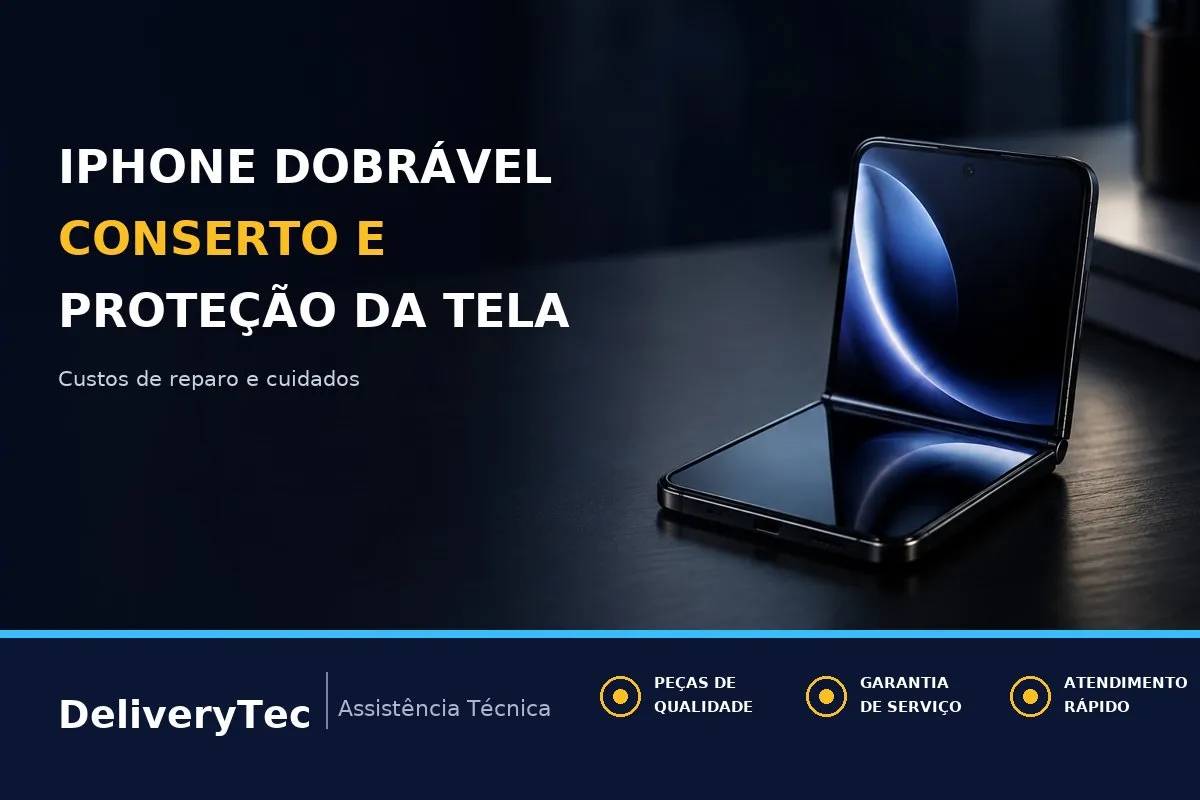 iPhone Duo Dobrável: Quanto Pode Custar o Conserto e Como Proteger a Tela — ilustração do artigo da Delivery Tec, assistência técnica de celular em São José do Rio Preto