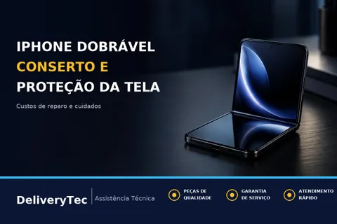 iPhone Duo Dobrável: Quanto Pode Custar o Conserto e Como Proteger a Tela — ilustração do artigo da Delivery Tec, assistência técnica de celular em São José do Rio Preto