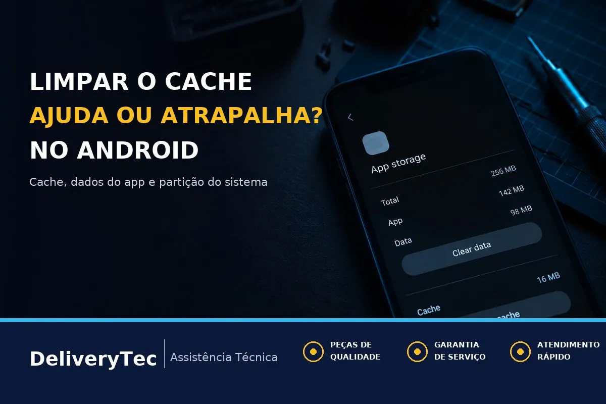 Limpar o Cache no Android: Quando Ajuda e Quando Atrapalha — ilustração do artigo da Delivery Tec, assistência técnica de celular em São José do Rio Preto