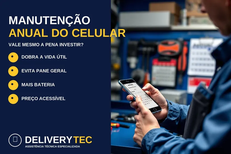 Manutenção anual do celular: vale mesmo a pena — ilustração do artigo da Delivery Tec, assistência técnica de celular em São José do Rio Preto