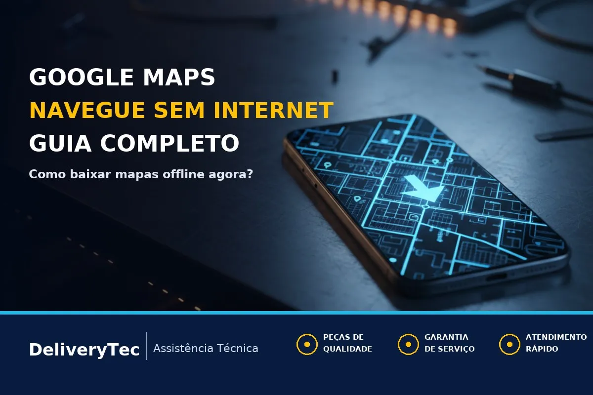 Como Baixar Mapas Offline no Google Maps para Viajar sem Internet — ilustração do artigo da Delivery Tec, assistência técnica de celular em São José do Rio Preto
