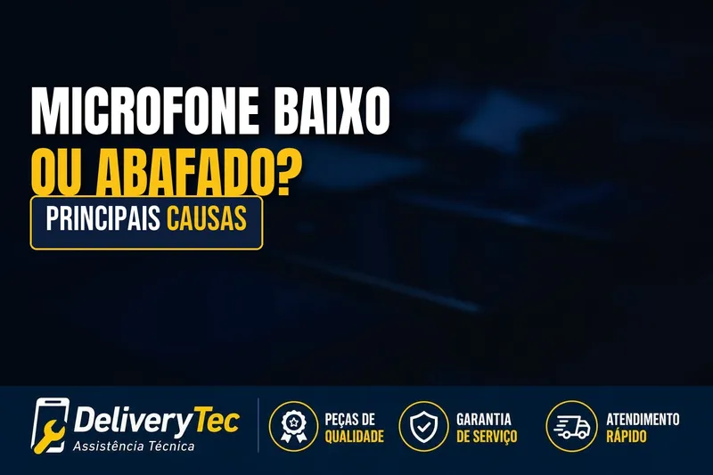 Microfone do celular baixo ou abafado? Veja as principais causas — ilustração do artigo da Delivery Tec, assistência técnica de celular em São José do Rio Preto