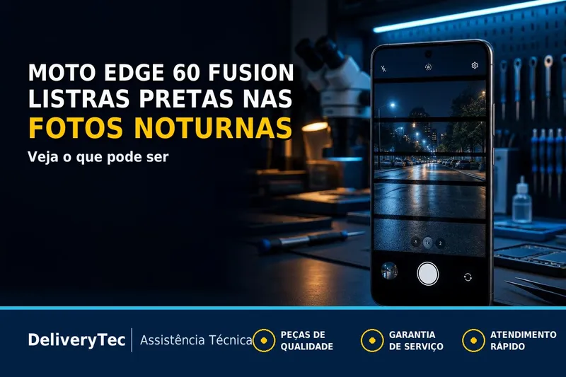 Moto Edge 60 Fusion com Listras Pretas nas Fotos Noturnas? Veja o que Pode Ser — ilustração do artigo da Delivery Tec, assistência técnica de celular em São José do Rio Preto