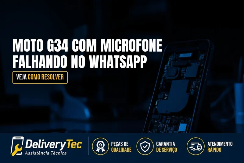 Moto G34 com Microfone Falhando no WhatsApp? Veja Como Resolver — ilustração do artigo da Delivery Tec, assistência técnica de celular em São José do Rio Preto