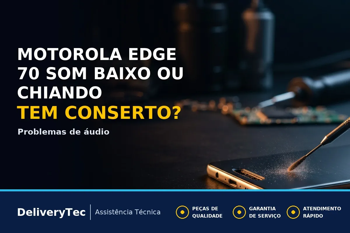 Motorola Edge 70 com Som do Alto-falante Estourado? Causas e Soluções — ilustração do artigo da Delivery Tec, assistência técnica de celular em São José do Rio Preto