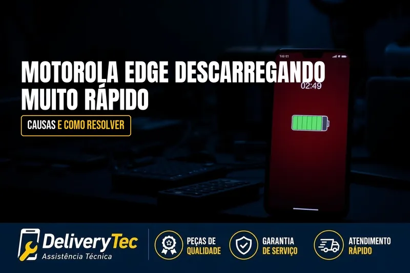 Motorola Edge Descarregando Muito Rápido? Veja as Causas e Como Resolver — ilustração do artigo da Delivery Tec, assistência técnica de celular em São José do Rio Preto