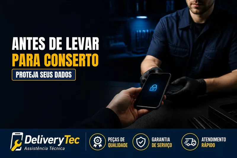 O que Fazer Antes de Levar o Celular para Conserto: Proteja seus Dados com o Modo de Manutenção — ilustração do artigo da Delivery Tec, assistência técnica de celular em São José do Rio Preto
