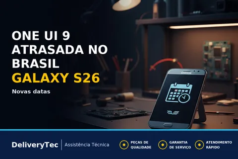One UI 9 Atrasada no Brasil? Veja Quando o Galaxy S26 Recebe a Atualização — ilustração do artigo da Delivery Tec, assistência técnica de celular em São José do Rio Preto