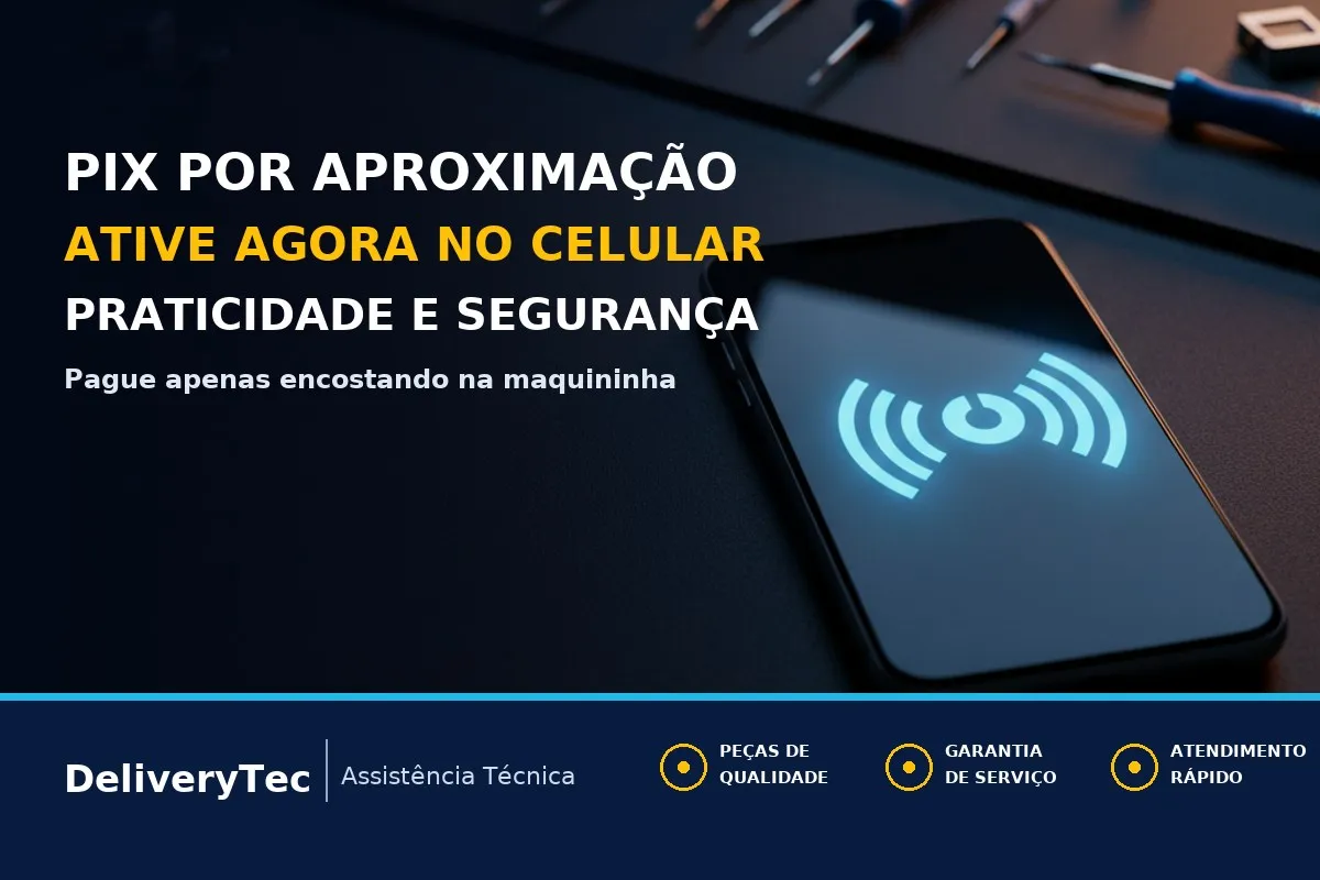 Pix por Aproximação: Como Ativar e Pagar Encostando o Celular na Maquininha — ilustração do artigo da Delivery Tec, assistência técnica de celular em São José do Rio Preto