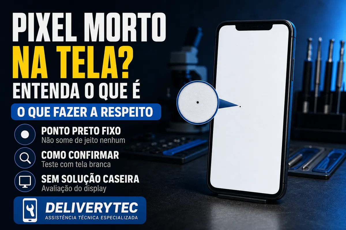 Pixel Morto na Tela do Celular? Entenda o que é e o que Fazer — ilustração do artigo da Delivery Tec, assistência técnica de celular em São José do Rio Preto