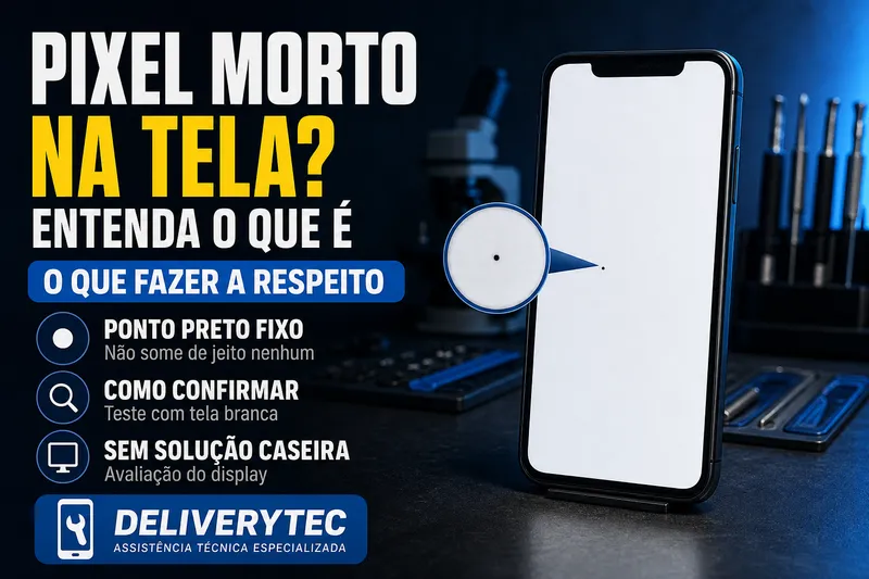 Pixel Morto na Tela do Celular? Entenda o que é e o que Fazer — ilustração do artigo da Delivery Tec, assistência técnica de celular em São José do Rio Preto