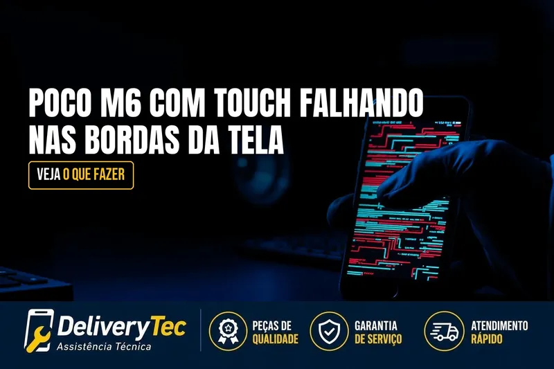Poco M6 com Touch Falhando nas Bordas da Tela? O que Fazer — ilustração do artigo da Delivery Tec, assistência técnica de celular em São José do Rio Preto