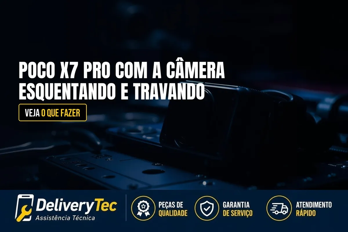 Poco X7 Pro com a Câmera Esquentando e Travando o Aparelho? Veja o que Fazer — ilustração do artigo da Delivery Tec, assistência técnica de celular em São José do Rio Preto