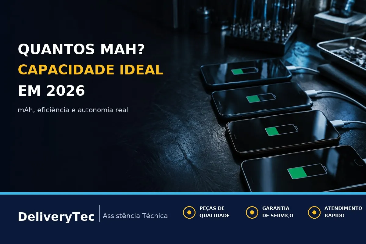 Quantos mAh Precisa Ter um Bom Celular em 2026? Entenda a Capacidade — ilustração do artigo da Delivery Tec, assistência técnica de celular em São José do Rio Preto