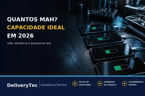 Quantos mAh Precisa Ter um Bom Celular em 2026? Entenda a Capacidade — ilustração do artigo da Delivery Tec, assistência técnica de celular em São José do Rio Preto