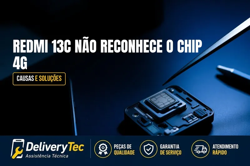 Redmi 13C Não Reconhece o Chip 4G? Causas e Soluções — ilustração do artigo da Delivery Tec, assistência técnica de celular em São José do Rio Preto