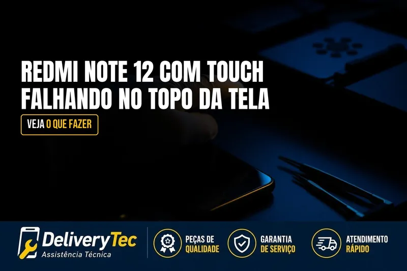 Redmi Note 12 com Touch Não Funciona na Parte Superior da Tela? Veja o que Fazer — ilustração do artigo da Delivery Tec, assistência técnica de celular em São José do Rio Preto