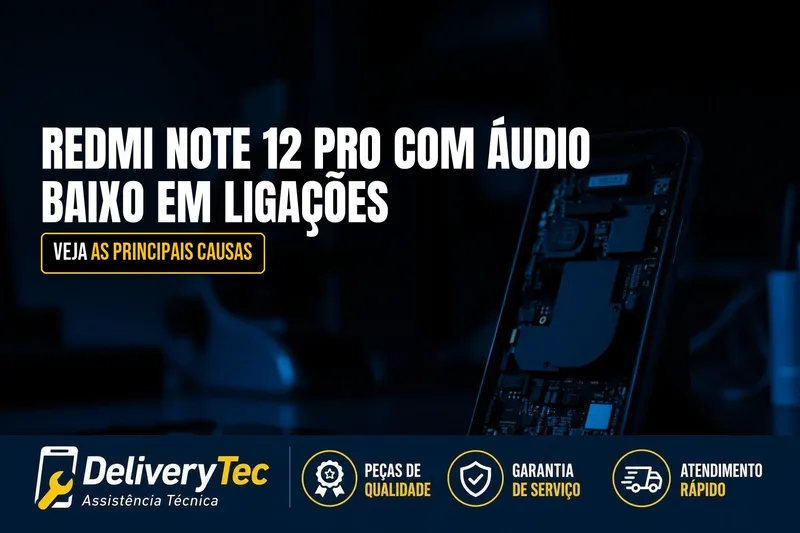 Redmi Note 12 Pro com Áudio Baixo em Ligações? Principais Causas — ilustração do artigo da Delivery Tec, assistência técnica de celular em São José do Rio Preto