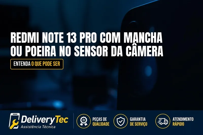 Redmi Note 13 Pro com Mancha ou Poeira no Sensor da Câmera? Entenda — ilustração do artigo da Delivery Tec, assistência técnica de celular em São José do Rio Preto