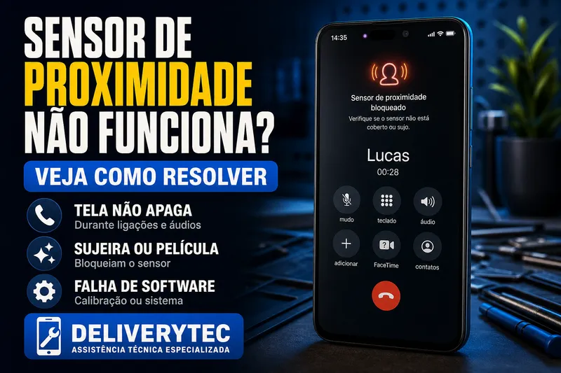 Sensor de proximidade do celular não funciona? Veja como resolver — ilustração do artigo da Delivery Tec, assistência técnica de celular em São José do Rio Preto