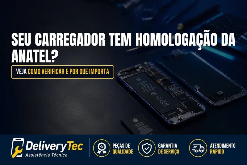 Seu Celular ou Carregador Tem Homologação da Anatel? Veja Como Verificar e Por que Isso Importa — ilustração do artigo da Delivery Tec, assistência técnica de celular em São José do Rio Preto
