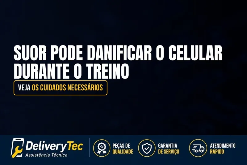 Suor Pode Danificar o Celular Durante o Treino? Veja os Cuidados Necessários — ilustração do artigo da Delivery Tec, assistência técnica de celular em São José do Rio Preto
