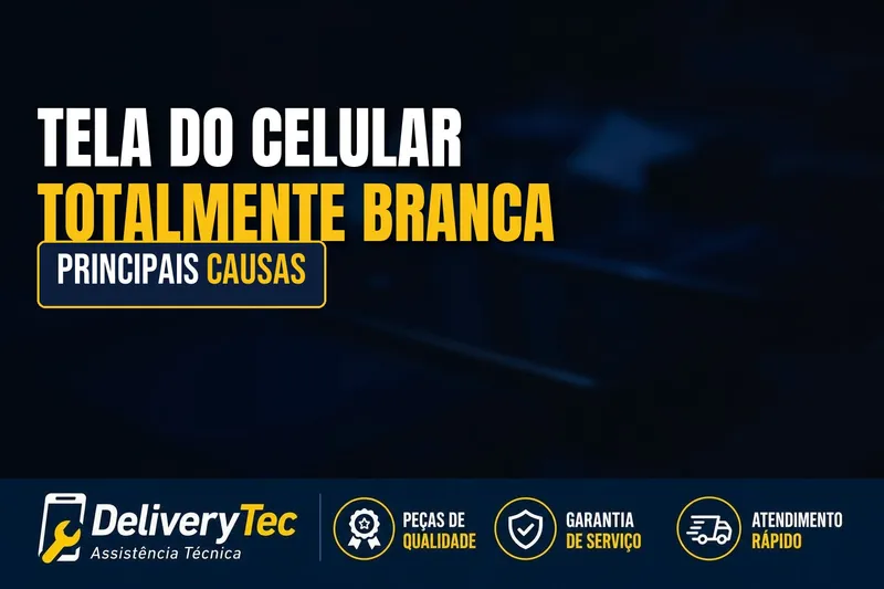 Tela do celular branca? Veja as principais causas e como resolver — ilustração do artigo da Delivery Tec, assistência técnica de celular em São José do Rio Preto