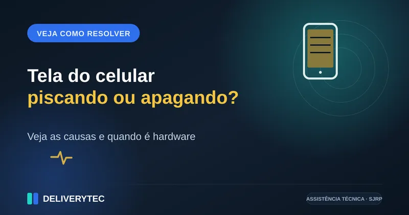 Tela do Celular Piscando ou Apagando Sozinha? Veja as Causas — ilustração do artigo da Delivery Tec, assistência técnica de celular em São José do Rio Preto