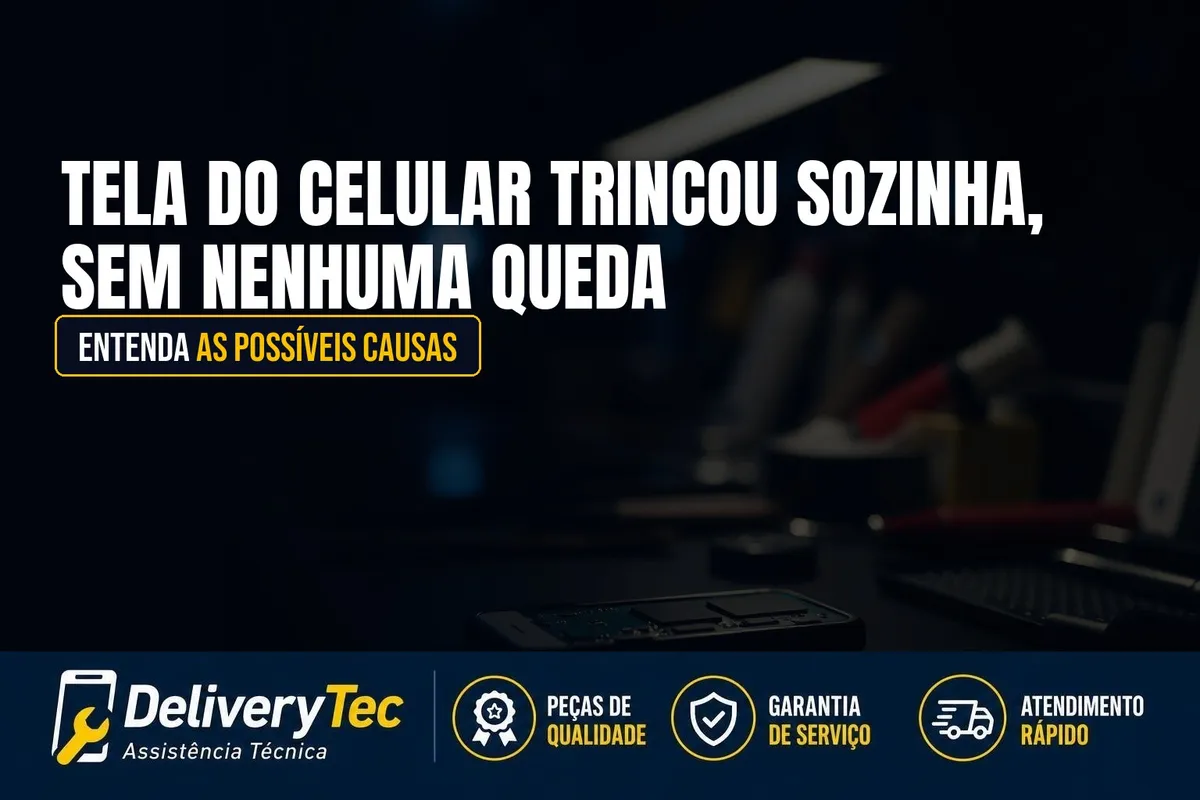 Tela do Celular Trincou Sozinha, Sem Nenhuma Queda? Entenda as Possíveis Causas — ilustração do artigo da Delivery Tec, assistência técnica de celular em São José do Rio Preto