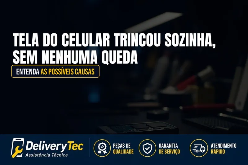 Tela do Celular Trincou Sozinha, Sem Nenhuma Queda? Entenda as Possíveis Causas — ilustração do artigo da Delivery Tec, assistência técnica de celular em São José do Rio Preto