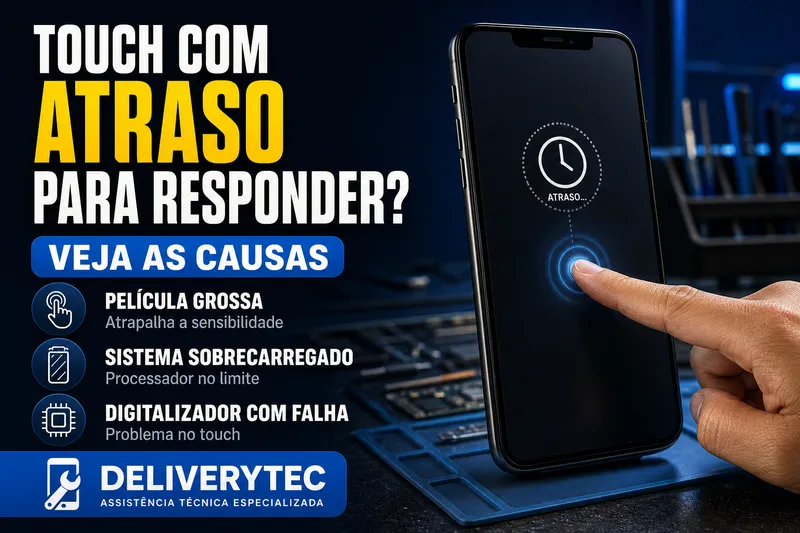 Touch do Celular com Atraso para Responder? Veja as Causas — ilustração do artigo da Delivery Tec, assistência técnica de celular em São José do Rio Preto