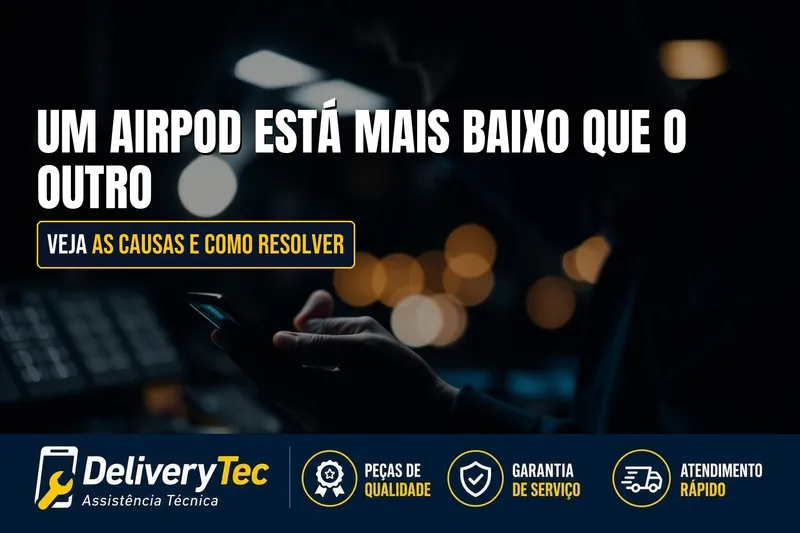 Um AirPod Está Mais Baixo que o Outro Depois da Atualização? Veja as Causas e Como Resolver — ilustração do artigo da Delivery Tec, assistência técnica de celular em São José do Rio Preto