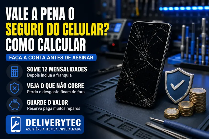 Vale a Pena Contratar Seguro para o Celular? Veja Como Calcular — ilustração do artigo da Delivery Tec, assistência técnica de celular em São José do Rio Preto