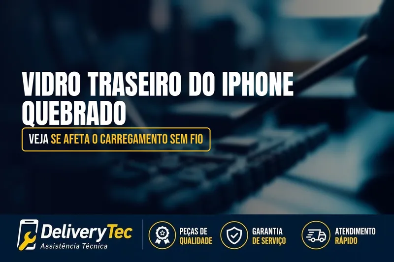 Vidro Traseiro do iPhone Quebrado? Veja se Afeta o Carregamento Sem Fio — ilustração do artigo da Delivery Tec, assistência técnica de celular em São José do Rio Preto
