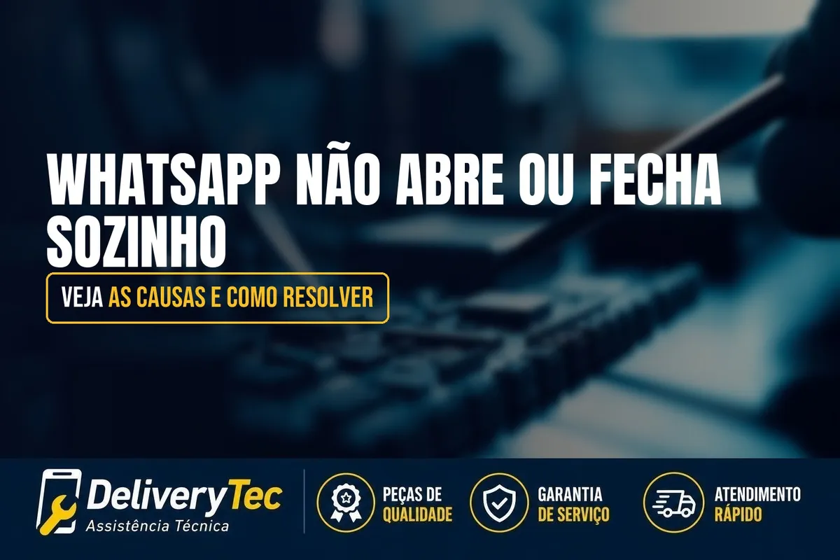 WhatsApp não abre ou fecha sozinho? Veja as causas e como resolver — ilustração do artigo da Delivery Tec, assistência técnica de celular em São José do Rio Preto