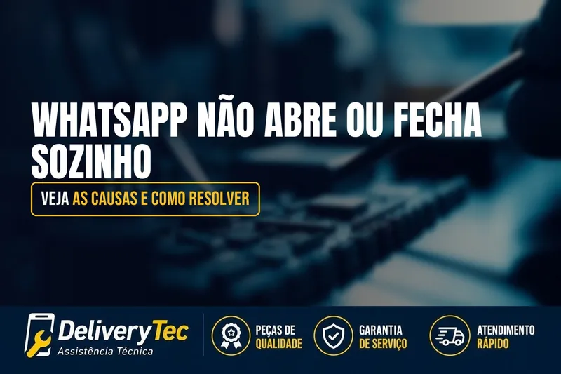 WhatsApp não abre ou fecha sozinho? Veja as causas e como resolver — ilustração do artigo da Delivery Tec, assistência técnica de celular em São José do Rio Preto
