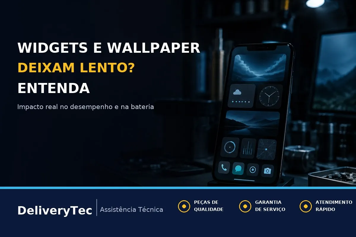 Widgets e Papel de Parede Animado Deixam o Celular Lento? Entenda — ilustração do artigo da Delivery Tec, assistência técnica de celular em São José do Rio Preto