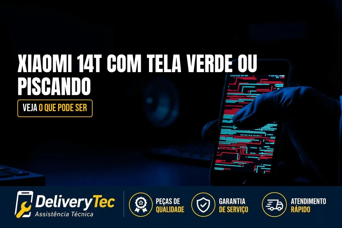 Xiaomi 14T com Tela Verde ou Piscando? Veja o que Pode Ser — ilustração do artigo da Delivery Tec, assistência técnica de celular em São José do Rio Preto