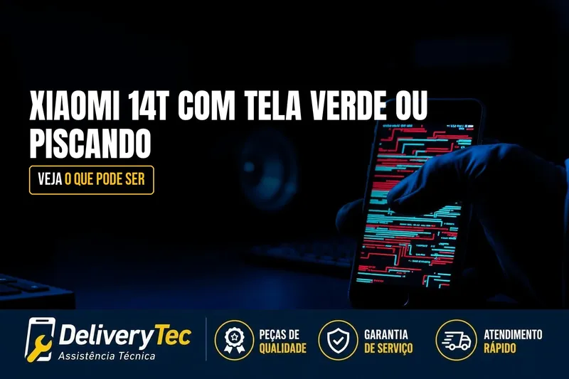 Xiaomi 14T com Tela Verde ou Piscando? Veja o que Pode Ser — ilustração do artigo da Delivery Tec, assistência técnica de celular em São José do Rio Preto