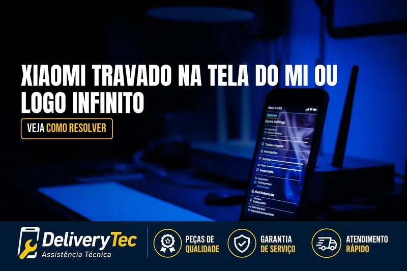 Xiaomi Travado na Tela do MI ou Logo Infinito? Como Resolver — ilustração do artigo da Delivery Tec, assistência técnica de celular em São José do Rio Preto